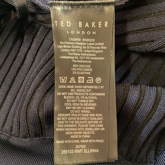 NWOT Ted Baker | Yadira Trousers Ribbed Knit High Rise Navy Blue 6 - Picture 8 of 8